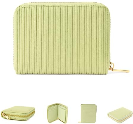 MillyMilk® Kord Geldbeutel FONDO – Mini Portemonnaie für Frauen – Pastellfarbene Stoff Geldbörse aus Cord für Damen klein – Damenbörse für Karten, Münzen & Scheine - Kompakt & formstabil (PASTELLGRÜN)