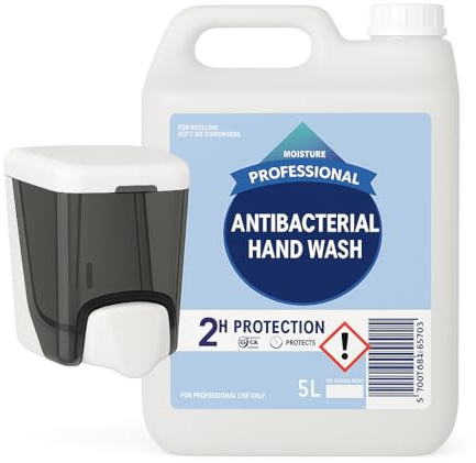 Wall Mounted Soap Dispenser with 5L Antibacterial Hand Wash Refill – 400ml ABS Durable Dispenser, Easy Refill, Hygienic, Space Saving for Bathroom, Kitchen, Office, Toilets