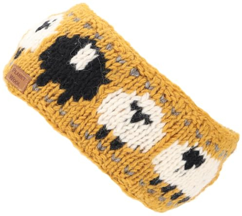 GURU SHOP Woll-Strick-Stirnband, Gestrickter Ohrenwärmer Sheep - Mustard, Herren/Damen