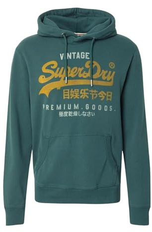 Superdry Homme Sweat À Capuche Classique Vintage Duo, Enamel Green, M