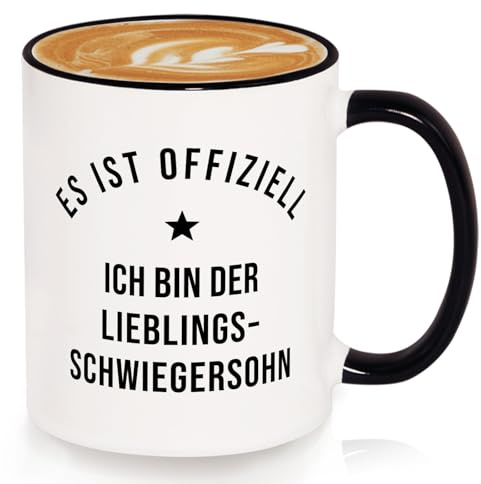 Craftique Schwiegersohn Geschenk Geburtstag – Lustige Tasse mit Spruch | „Es ist offiziell ich bin der LieblingsSchwiegersohn“ – Geschenke für Schwiegersohn, Weihnachtsgeschenke (311ml)