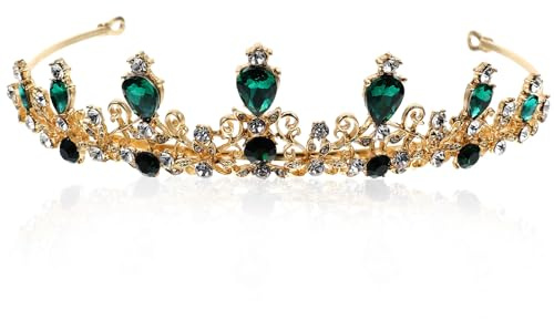 BESTonZON Grünes Strass Haarband Kronen Design Leichtes Braut Haarschmuck für Hochzeiten Partys und Festliche Anlässe