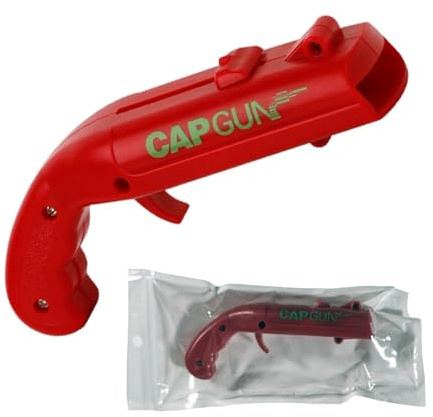 Cap Gun Bottle Opener, Beer Bottle Opener Cap Gun, Funny Shot Bottle Opener Launcher Shooter, Bottle Opener Funny for Party, Bar & Home Shooter, Bottle Cap Games, Gift for Him (Red)
