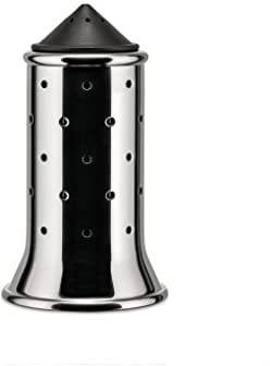 Alessi Mgsal B Spargisale In Acciaio Inossidabile 18/10 Lucido Con Tappo E Coperchietto In Pa, Nero, 6.32 x 6.32 x 11.3 cm; 213.19 grammi