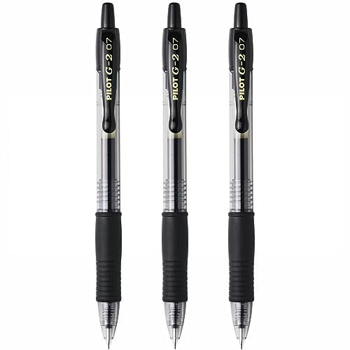 Pilot G-2 0.7mm fein einziehbar Stift - Schwarz (3er-Pack)