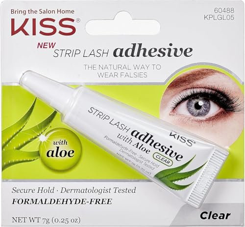KISS Colla Trasparente per Ciglia Finte con aloe vera gel. Utile per ciglia finte ciuffetti, ciglia finte magnetiche, ciglia finte naturali, extension ciglia
