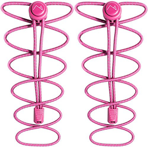 CampTeck U6603 No Tie Lacci, Lacci Elastici per Scarpe con Sistema Autobloccanti - Rosa - 1 Paio