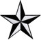 Black White Nautical Star Embroidered Iron-On Patch Naval Compass Symbol Emblem