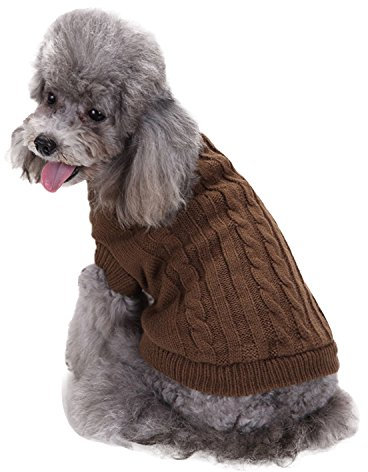 Boodtag Hunde Pullover Weich Warm Strickpullover Haustier Bekleidung Rollkragen Hundepulli Chihuahua Teddy Dog Gestrickt Weste Rot Rosa Blau Braun Gelb