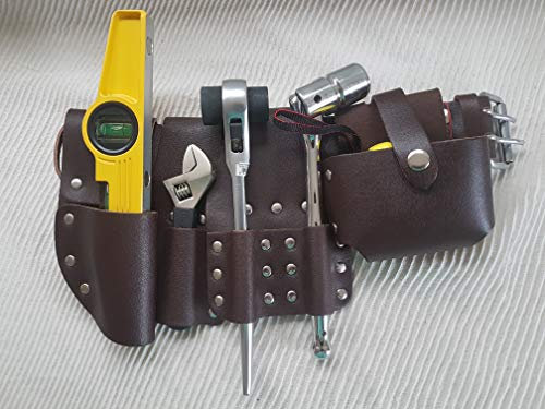 Scaffolding Leather BBI Tool Work Belt with Tool Set Spanner Ratchet Level TapePouch/Pockets/Frog (Belt 1721 Ratchet 716 Spanner Level Tape)