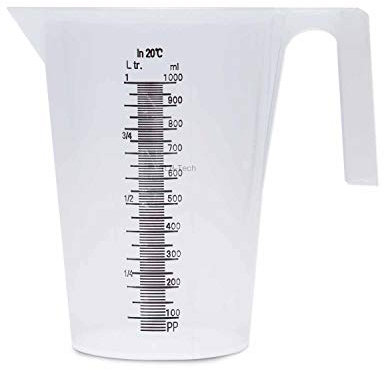 Messbecher PP 1 l transparent Ausgießer, für Schmierstoffe, Chemikalien, Felgenreiniger und auch Lebensmittelecht