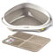 CAT CENTRE Grey Large Corner Cat Litter Tray + Grey Nonslip Mat Set Box Loo Toilet Kitten Pad