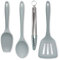 Zeal JSET40B Non-Stick Silicone Cooking Tongs, Turner, Spatula Spoon & Cooks Spoon 4-Piece Set-Duck Egg Blue
