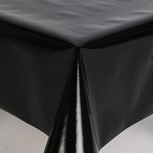 Home Expressions Plain Black Pvc Wipe Clean Vinyl Oilcloth Tablecloth with Textile Backing (122cm Round)