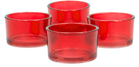 Creativery Teelichtgläser klein 51x33 mm Set 4 Stück Teelichthalter Glas Farbauswahl: rot 250
