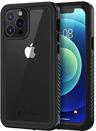 Lanhiem Cover for iPhone 12 Pro Max, IP68 Waterproof Dustproof Shockproof with Built in Screen Protector, Full Body Protective Case for iPhone 12 Pro Max (Black/Clear)