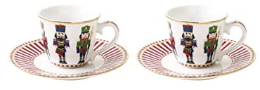 EASY LIFE Christmas Set 2 Kaffeetassen und Untertassen aus Porzellan r1107# nutc