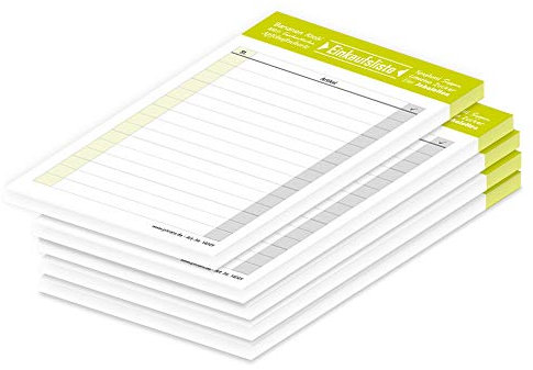PRICARO Einkaufsliste Typo, limette, A6, 5 Stück