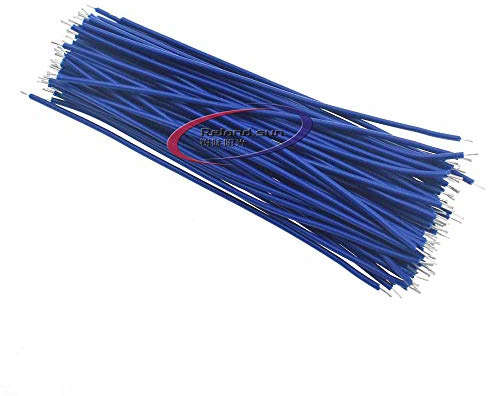 Reland Sun 100PCS 24AWG 10CM Tin-Plated Breadboard PCB Solder Cable Fly Jumper Wire Cable 1007-24AWG Tin Conductor Wires Electrical Wires (blue)
