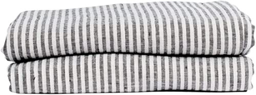 My Linen Home Bettlaken aus 100% Stonewashed Leinen Streifen, 245x280cm I Hypoallergen, Temperaturregulierend, Atmungsaktiv I Sanft, weich selbst zur empfindlichsten Haut I Für alle Jahreszeiten