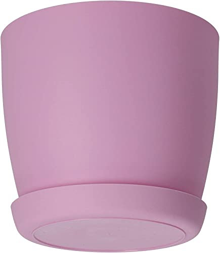 B2C Flower Pots 6 Colours 8 sizes Matt Plastic Plant Pots Planter + Saucer Tray Deco (Pink Matt, 9.5 cm)