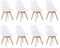 H.J WeDoo 8 x Wohnzimmerstuhl Esszimmerstuhl Bürostuhl mit Massivholz Buche Bein,Retro Design Gepolsterter lStuhl Küchenstuhl Holz, Weiß