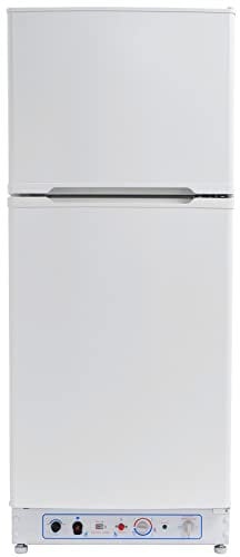 Smad Frigo Gaz avec Congélateur 175L (129L+46L), Réfrigérateur Congélateur Gaz/220V, Frigo Silencieux pour Gîte, Garage, Cabanon, Chalet, Mobile-home, Camping, Blanc