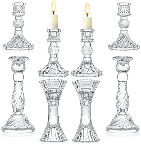 Lot de 8 bougeoirs en verre transparent pour tous les événements formels, dîners aux chandelles, mariages, dîners, fêtes, décoration de la maison