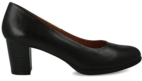 PAYMA - Damen Leder Schuhe Pumps mit Integrierter Gel Einlegesohle.Kleid Schuhe aus Spanien. Absatz 6 cm. Farbe: Schwarz 6cm, Größe: EU 38