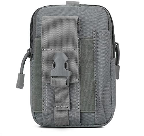 QIYUANT Tactical Waist Bag, Molle EDC Pouch Nylon 800D Multifunction Outdoor Utility Gadget Belt Waist Bag with Cell Phone Holster for Sports Hiking Camping Traveling Grey