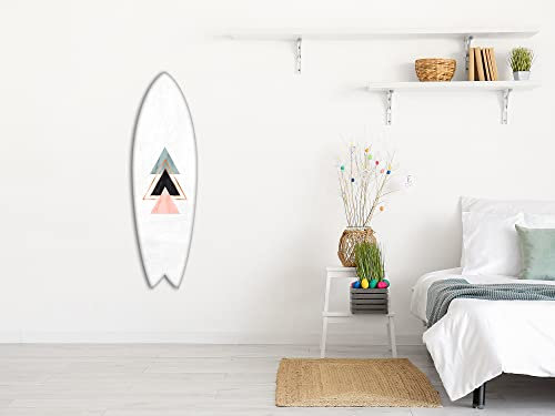 DECLINA, Dekoratives Surfbrett, Wanddekoration, Aluminiumdruck, Surfbrett, Geometric Art, 100 x 30 cm
