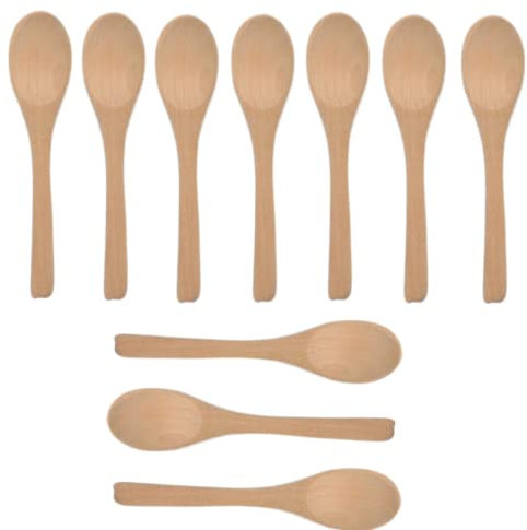 10 Stück handgefertigte kleine Holzlöffel, Honig-Teelöffel, Gewürze, Kaffee, Tee, Zucker, Salz, Marmelade, Senf, Eis, Bambus, Löffel
