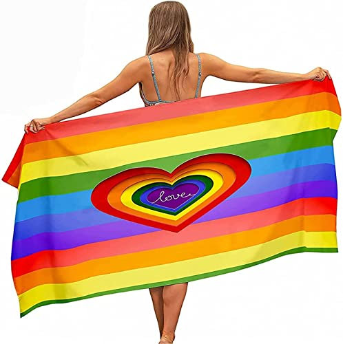 Handtuch Groß 100x200 cm Mikrofaser Strandtuch Regenbogen Strandtuch Liebe, Badetuch Strandhandtuch Schnell Trocknendes Sandfreies Weiches Saunatuch, reisehandtuch, Badehandtuch