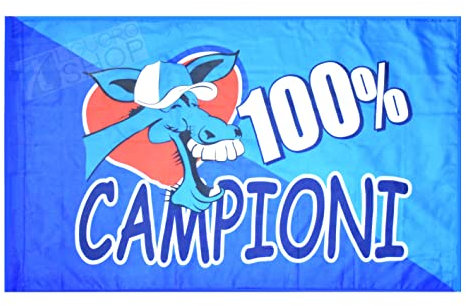 Flagge Von Neapel 100% Proben Party 3° Scudetto cm 94 x 140 cm Fußball Tifosi Blau Champion Italien Tricolor