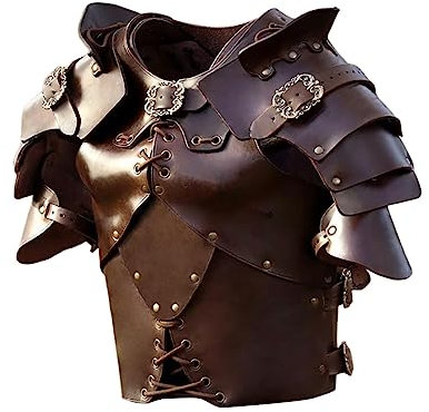 Baoblaze Brustpanzer, Schulterpanzer, mittelalterliche -Schulterrüstung, PU-weste, Wikinger-Kostüm, geprägte mittelalterliche Rüstung, BRAUN