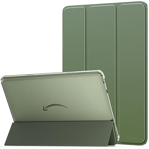 MoKo Case for All-new Amazon Fire HD 10 Tablet(13th Generation, 2023 Release)10.1, PU Leather Trifold Stand Cover for Fire Tablet 10 2023 with Transparent Frosted Backshell, Auto Wake/Sleep, Celadon