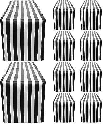 Rtxbvg Tischläufer, Polyester, klassisch, Schwarz und , gestreift, modernes und elegantes Design, 10 Stück
