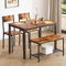 soges Juego de Mesa de Comedor para 4 Personas, 110cm, 2 Sillas con Respaldo, Banco para 2 Personas con Estante de Almacenaje, Juego de Muebles Nido para Comedor