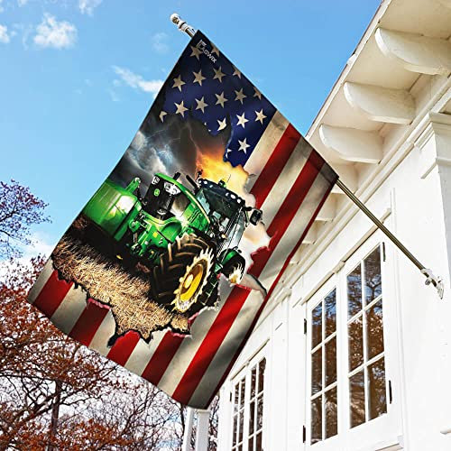 Yard Sign Doppelseitige Dekorative Fahnen Perfekte Parteifahne Décor Für Festival Lawn Yard Traktor-Bauer-Amerikanische Flagge 70x100cm