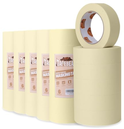 TAPEBEAR All Purpose Masking Tape Beige White 48mm x 55m, Bulk Painters Tape