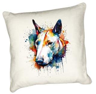 Anonymous Gifting Bedruckter Kissenbezug mit Aquarell-Motiv, perfekt für Hundeliebhaber, Bullterrier