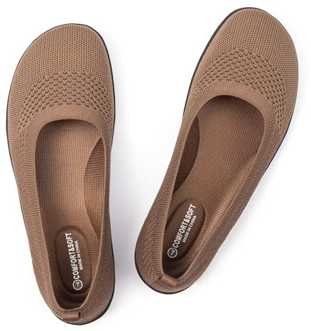 Frank Mully Flache Schuhe Damen Wide Toe Box Shoes, Braun, 40 EU