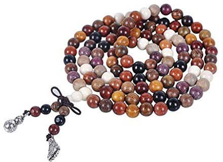 Maxtonser Zarte 8 mm Rosenkranz-Halskette aus Palisander, 108 farbige Perlen, Armband, buddhistisches Gebet, religiöser Schmuck für Freunde, tägliches Tragen, Perlenarmbänder