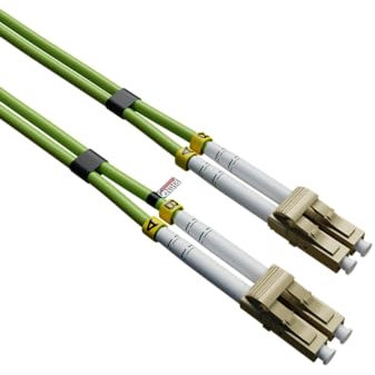 rhinocables OM5 LC Fibre Optic Cable | 50/125µm Wideband Multi-Mode | Lime LSZH Jacket for Safety | 850–953nm Wavelength | Optical Lead for Network Transceivers, SFP Modules & Ethernet Devices (2m)