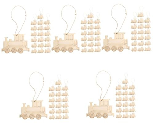 Amosfun 100 Stück Lokomotivanhänger Rustikaler Holzzug Zum Basteln Hängende Holzzugscheiben Holzzugkopfscheiben DIY Holzornamente Holzzuganhänger Holzzugkopfausschnitte DIY Dekor