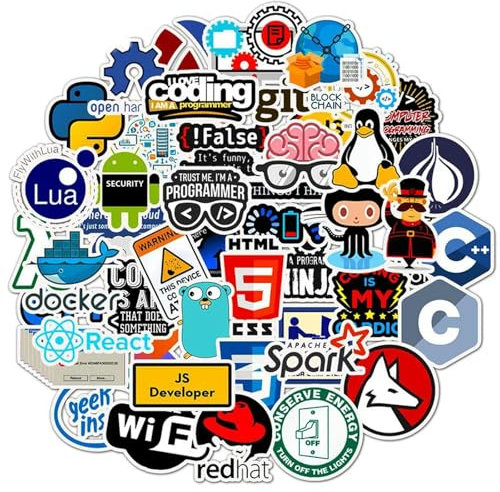 TVIVID 50 PCS Programming Language Stickers Internet Html Software Waterproof Sticker for Geek Hacker Developer to DIY Laptop Phone Car