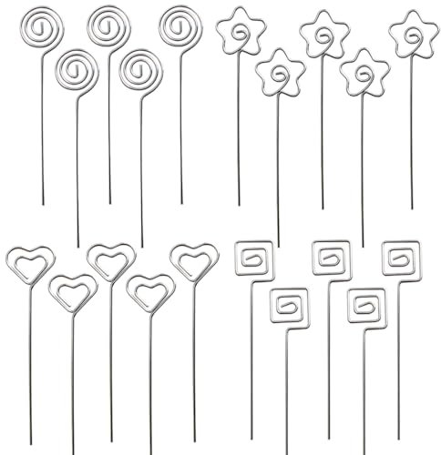 AOEVUIR 20 Pcs Porte Photo Sur Pied, Mémo Métal, Coeur, Tige, Clip - Pour Mariage et Décoration