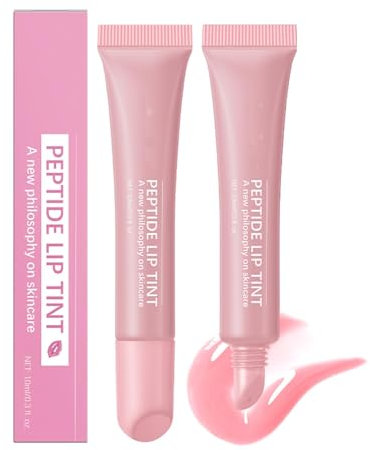 2 Peptide Lip Tint, 2024 New Hydrating Lip Gloss, Long-Lasting Lip Stain, Tinted Lip Plumper, Shine Moisturizing Lip Balm, Makeup Lipstick For Women, Girls