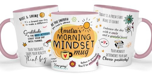 Shamsco Mug personnalisé pour la santé mentale | Cadeau de motivation quotidienne et de soin personnel | Tasse bien-être et amour personnel (rose)