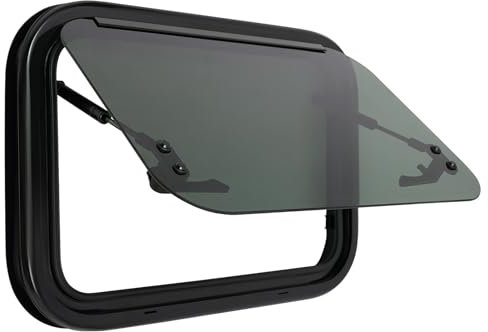 Caravan Seitenfenster, 50x35cm Weiß und Schwarz Wohnwagen Extrapolierte Lüftungsfenster mit Sonnenschutzrollo, Schalterverriegelungen und Stützstangen,, Max Öffnungswinkel 85° für Wohnmobil